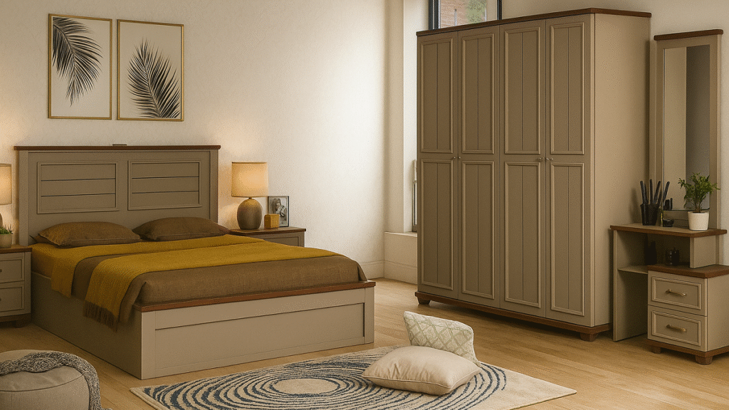 bed with wardrobe