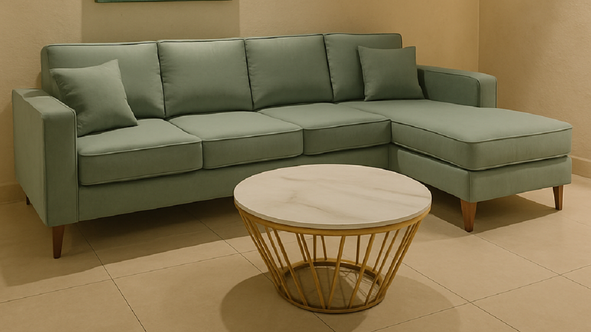 light green sofa