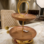 Luxury 2-Tier Wooden Serving Stand for Modern Dining